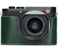 Q3 Case, Zakao Handmade Genuine Real Leather Half Camera Case Bag Cover for Leica Q3 Bottom Opening Version with Hand Strap (Green)