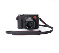 Q3 Vintage Genuine Leather Camera Case Handmade Half-Wrap Camera Protector with Aluminum Baseplate for Leica Q3 (Black - Red Line -Set)