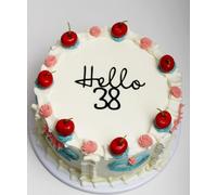 Q342 Hello 38 Cake Topper - Happy 38th Birthday Party Decorations, Black 38th Birthday Cake Decor Supplies for 38th Anniversary or Thirty eight Birthday Party,Photo Booth Props
