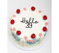 Q347 Hello 39 Cake Topper - Happy 39th Birthday Party Decorations, Black 39th Birthday Cake Decor Supplies for 39th Anniversary or Thirty nine Birthday Party,Photo Booth Props