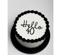 Q356 Hello 40 Cake Topper - Happy 40th Birthday Party Decorations, Black 40th Birthday Cake Decor Supplies for 40th Anniversary or forty Birthday Party,Photo Booth Props