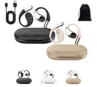 Q39 Ai Translation Clip-On Bluetooth Earphones, Q39 AI Earbuds Translate, Real Time Open Ear Headphones, Translator Earbuds Fit iOS Android Ideal for Travel Business Learning (Black+Gold)