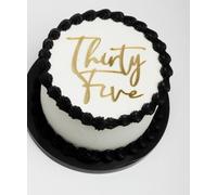 Q391 Thirty Five Cake Topper - Acrylic Gold Happy 35th Birthday Cake Decor - Cheers to 35 Years Birthday Party Decorations Supplies