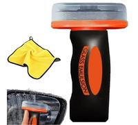 Q4 Windshield Cleaner - 100ml Roll-On Glass Compound with Cleaning Board, Emulsion Remover, Glass Handle Oil Film Remover Lotion, Universal Anti-Rain Fog Brush, Improve Windshield Clarity (1pc)