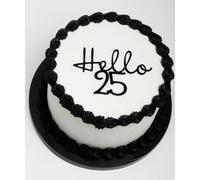 Q433 Hello 25 Cake Topper - Black 25th Birthday Cake Toppers, Acrylic "Hello 25" Cake Charm for Milestone Birthday, Happy 25 Cake Topper for Party, Dirty 25 Party Decorations for Him & Her