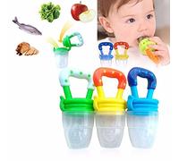 Q4U Baby Dummy Pacifier Fresh Food/Fruit Feeder, Feeding Nipple Weaning Teething Nipple, Mixed Colours, Pack of 3 (Small/Medium/Large)