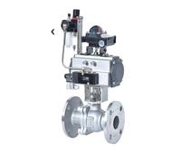 Q641F Pneumatic Stainless Steel AT304 Flange Ball Valve steam Oil high Temperature Switch Cut Off Flow regulating Valve(DN15)