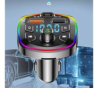 Q7 Bluetooth Car Charger Dual USB PD Charging MP3 with FM Transmitter Car Charger Music, Hands free Call Charger PACK OF 1