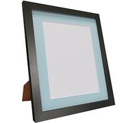 Q7 Picture Photo and Poster Frame, Black Ash with Blue Mount, 20 x 16 Inch Image Size A3, Plastic Glass