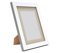Q7 Picture Photo and Poster Frame, White with Light Grey Mount, 20 x 16 Inch Image Size A3, Plastic Glass