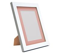 Q7 Picture Photo and Poster Frame, White with Pink Mount, 60 x 80 Image Size 50 x 70 cm, Plastic Glass