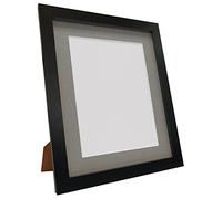 Q7 Picture Photo Frame, Black with Dark Grey Mount, 20 x 16 Inch Image Size 40 x 30 cm, Plastic Glass