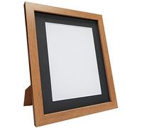 Q7 Picture Photo Frame, Oak with Black Mount, 20 x 20 Inch Image Size 40 x 40 cm, Plastic Glass