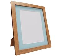 Q7 Picture Photo Frame, Oak with Blue Mount, 14 x 11 Inch Image Size A4