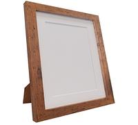 Q7 Picture Photo Frame, Rustic Oak with White Mount, 24 x 18 Image Size 18 x 12 Inch, Plastic Glass
