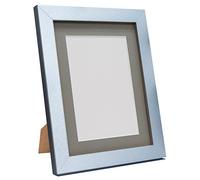 Q7 Picture Photo Frame, Silver with Dark Grey Mount, 40 x 30 cm Image Size 12 x 8 Inch