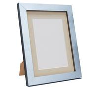 Q7 Picture Photo Frame, Silver with Light Grey Mount, 20 x 20 Inch Image Size 40 x 40 cm, Plastic Glass
