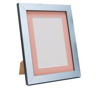 Q7 Picture Photo Frame, Silver with Pink Mount, 12 x 12 Image Size 10 x 10 Inch