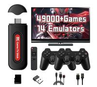 Q9 Pro Retro Gaming Console 4K HD, Portable Video Emulator with built in 49000+ Classic Games 14 Emulators, Plug and Play Video Games Stick for TV with 2 x 2.4G Wireless Controllers, Support WiFi
