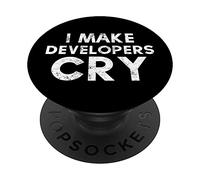 QA Engineer I Make Developers Cry Distressed QA Tester Gift PopSockets Swappable PopGrip
