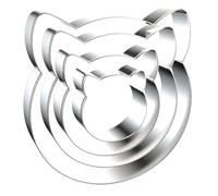 QAAQS Cat Face Head Cookie Cutters Shapes Set with Assorted Sizes - 5 inch, 4 inch, 3 inch, 2 inch - Stainless Steel