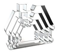 QAAQS House Cookie Cutter Set Large with Chimney - 5 Inch, 4 Inch, 3 Inch, 2 Inch - Christmas Gingerbread Cottage House Cookie Cutters Shapes Molds - Stainless Steel