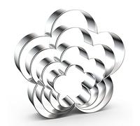 QAAQS Plum Blossom Flower Cookie Cutter Set - 5 Inch, 4 Inch, 3 Inch, 2 Inch - Five Petal Scalloped Edge Spring Flower Cookie Cutters