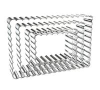 QAAQS Rectangle Cookie Cutter Set with Scalloped Edge Assorted Sizes - 5 Inch, 4 Inch, 3 Inch, 2 Inch - Fluted Edge Plaque Frame Rectangluar Cookie Cutters Shapes Fondant Molds - Stainless Steel