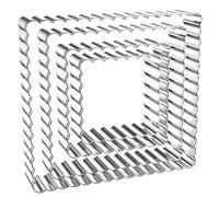 QAAQS Scalloped Square Cookie Cutter Set - 5 Inch, 4 Inch, 3 Inch, 2 Inch - Fluted Edge Wavy Square Plaque Cookie Cutters Shapes Biscuit Molds - Stainless Steel