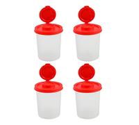 Qaautor 4PCS Salt and Pepper Shakers Moisture Proof Salt Shaker with Red Covers Lids Plastic Airtight Spice Jar Dispenser