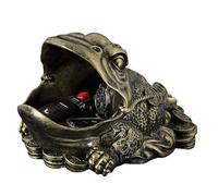 Qabinvoe Feng Shui Money Frog Candy Dish, Lucky Money Toad Key Bowl,Sculpture Table Art Decoration Sundries Container Storage,Bronze,27.5cm
