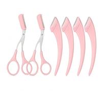 Qabonl 6 Piece Pink Eyebrow Grooming Set | Eyebrow Scissors with Comb, Eyebrow Razors, Brow Trimming Kit, Eyebrow Shaping & Facial Hair Removal