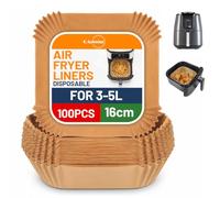 QAChoice 100PCS Square Air Fryer Liners Disposable, 16cm Parchment Paper Liners Compatible with Ninja Dual Zone AF300UK AF400UK, Salter, Tower Ninja AF160UK, COSORI 4.7L, Tower 4L, Tefal Easy Fry 4.2L