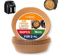 QAchoice 150PCS Air Fryer Liners Disposable, 16cm Round Air Fryer Parchment Paper, Non-Stick Greaseproof Baking Paper Compatible with Ninja AF100UK, Tower T17021, Instant Vortex 2L/3.8L, Salter 2L-4L