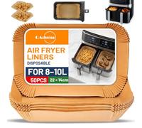 QAchoice 50PCS Air Fryer Liners Disposable, 22x14cm Rectangular Parchment Paper Liners, Non-Stick Greaseproof Baking Paper, Air Fryer Accessories Compatible with COSORI, Ninja, Tower & Most Air Fryers