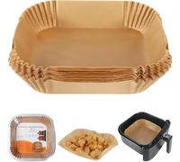 QAchoice Air Fryer Liners Disposable 50PCS, 16cm Square Parchment Paper Liners, Non-Stick Greaseproof Baking Paper, Air Fryer Accessories Compatible with Ninja, COSORI, Tower & Most 3L-5L Air Fryers