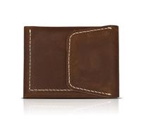 QAchoice Genuine Leather Card Holder Wallet for Men & Women, Slim Mini Bifold Wallet with Magnetic Closure, Small Front Pocket Wallet for Cards, Cash, ID and Licence (Dark Brown)