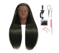 QACIEH 80% Human Hair Mannequin Head 30 Inch with Stand for Hairdressers Practice Cosmetic Doll Training Head Braiding Styling Curls Cutting