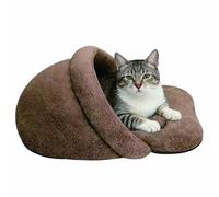qacitxt Cat Bed - Pet Slipper Cave Style for Indoor Cats and Dogs, Self-Warming, Anti-Slip Big Bottom, Easy to Clean (Brown,Small)