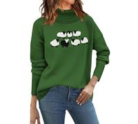 QACOHU Sweaters for Women 2025 Casual Turtleneck Long Sleeve Loose Knit Pullover Sweater Winter Clothes Fall Trendy Outfits, 11 Christmas Sheep, XL