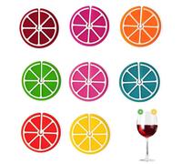 QACUU 1 Set of 8 Mixed Silicone Wine Glass Charms, Glass Markers for Drinks, Reusable Citrus Limon Slice-Inspired Design Glass Charms, Fun Identification Labels for Parties and Everyday Use