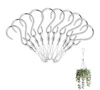 QACUU 10pcs Heavy Duty Stainless Steel S-Hooks for Hanging Indoors and Outdoors, Swivel S Shaped Hooks for Lanterns Plants Wind Chimes Small Fans and Kitchen Storage