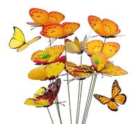 QACUU 10PCS Yellow Butterfly Stakes - Vibrant Outdoor Decoration for Lawn and Flower Beds, Fun Accessories for Home Decor, Large Garden Ornaments Outdoor, Colorful Butterfly Ornament Set