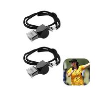 QACUU 2 Pack Referee Whistle, Black Plastic Sports Whistles for Coaches