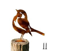 QACUU Rusty Metal Sparrow Sculpture Garden Ornament, Ornaments Outdoor