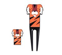 QACUU Tiger Design Ball Markers with Golf Ball Stamp, Ball Marker and Divot Repair Tool, Magnetic Hat Clip, Golf Accessories for Course Use, Includes Metal Fork and Marker for Accurate Placement