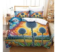 QADDKRTEV Echinops Sphaerocephalus Duvet Cover 3 PCS Hotel Quality Quilt Cover Bedding Bed Covers with Pillowcases with Zipper Closure Ultra Soft Anti Allergic Microfiber Single（140x200cm）