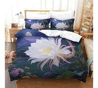 QADDKRTEV Epiphyllum Duvet Cover 3 PCS Hotel Quality Quilt Cover Bedding Set Bed Covers with Pillowcases with Zipper Closure Breathable Stylish Comforter Single（140x200cm）