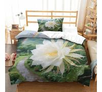 QADDKRTEV Epiphyllum Duvet Cover Sets 3 PCS Hotel Quality Quilt Cover Bed Sets Bed Covers with Pillowcases with Zipper Closure Breathable Stylish Comforter Single(135x200cm)