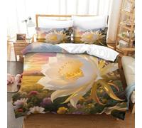 QADDKRTEV Epiphyllum Duvet Cover Sets 3 PCS Hotel Quality Quilt Cover Bedding Bed Covers with Pillowcases with Zipper Closure Breathable Stylish Comforter Single（140x200cm）